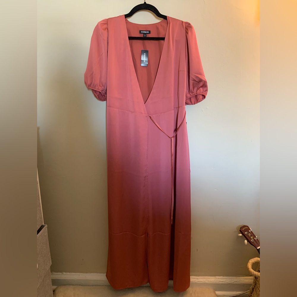 Silk wrap wedding guest dress